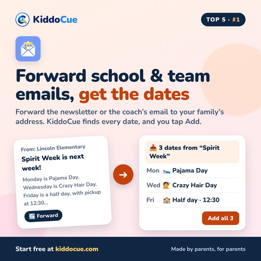 Forward school and team emails and get the dates